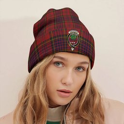 ScotsTee Shop Scottish Anderson of Kinneddar Red Modern Clan Crest Tartan Plaid Knit Beanie
