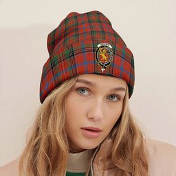 ScotsTee Shop Scottish Brown of Castledean (Broun of Castledean) Ancient Clan Crest Tartan Plaid Knit Beanie