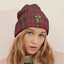 ScotsTee Shop Scottish Brown of Castledean (Broun of Castledean) Weathered Clan Crest Tartan Plaid Knit Beanie