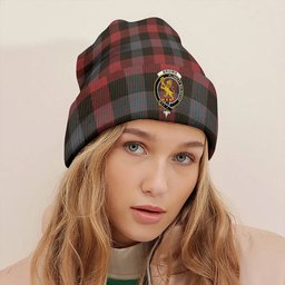 ScotsTee Shop Scottish Brown (Broun) Weathered Clan Crest Tartan Plaid Knit Beanie