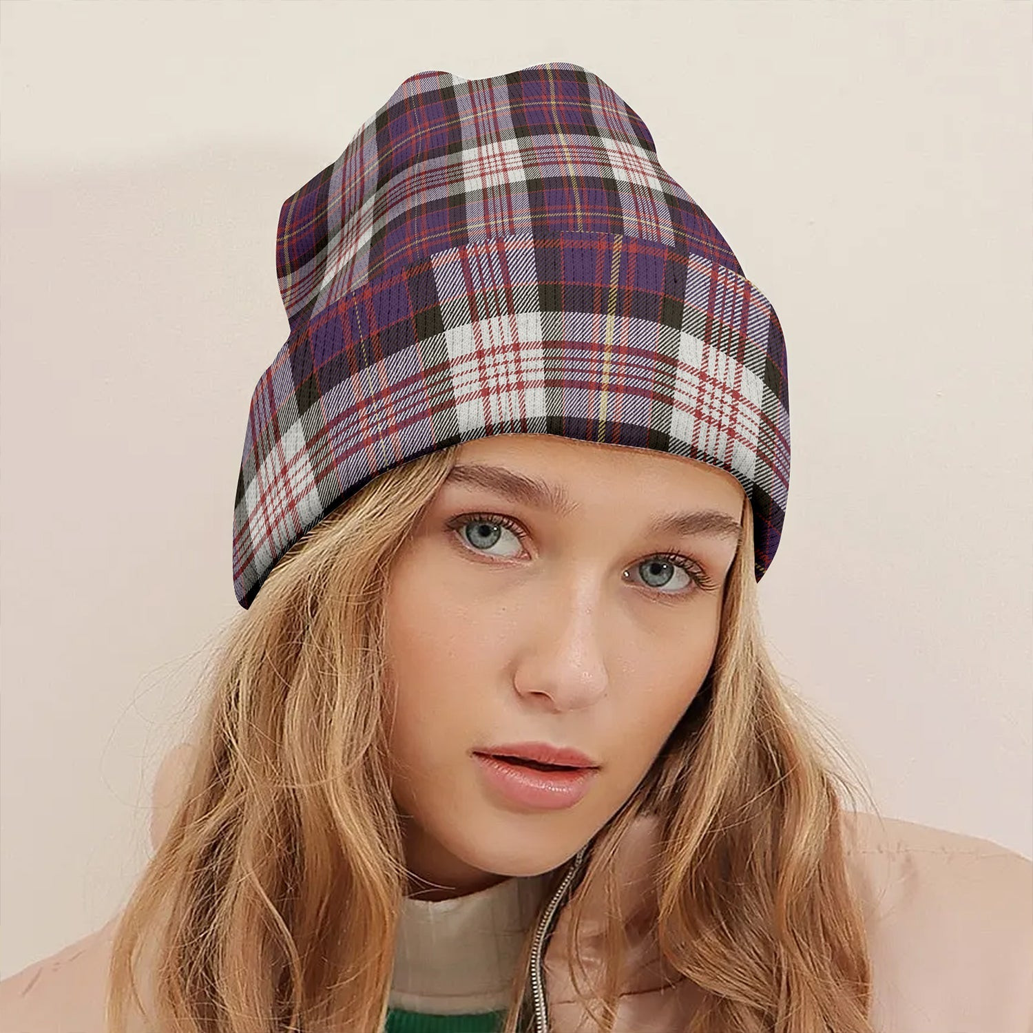 ScotsTee Shop Scottish Cameron of Erracht Dress #2 Weathered 2 Clan Crest Tartan Plaid Knit Beanie