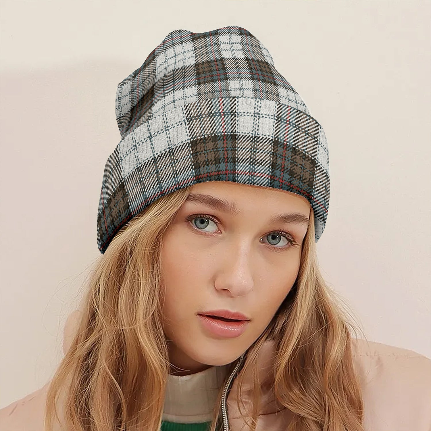 ScotsTee Shop Scottish Campbell of Cawdor Dress Weathered 2 Clan Crest Tartan Plaid Knit Beanie