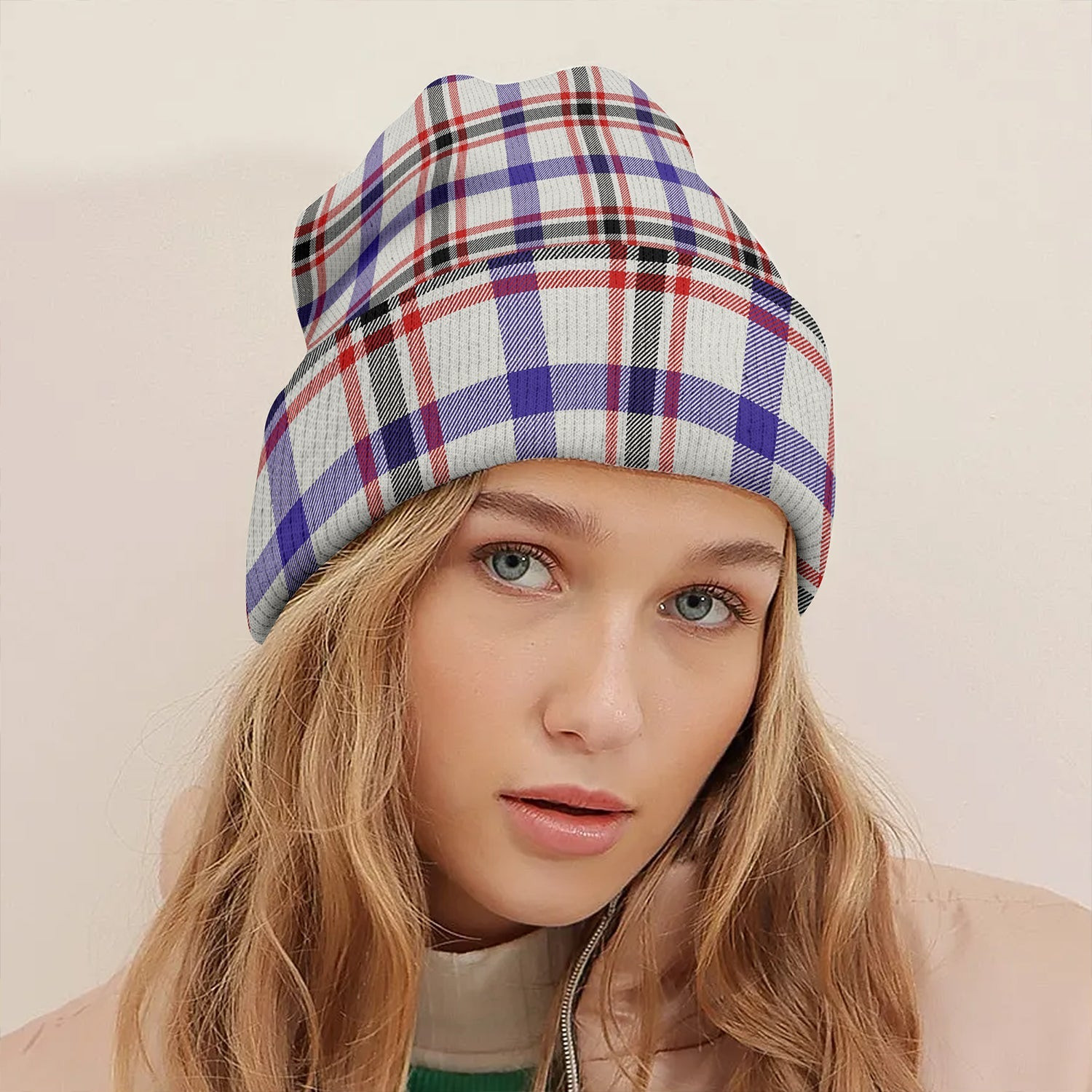 ScotsTee Shop Scottish Boswell Dress Modern Clan Crest Tartan Plaid Knit Beanie