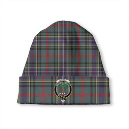 ScotsTee Shop Scottish Bisset Weathered Clan Crest Tartan Plaid Knit Beanie