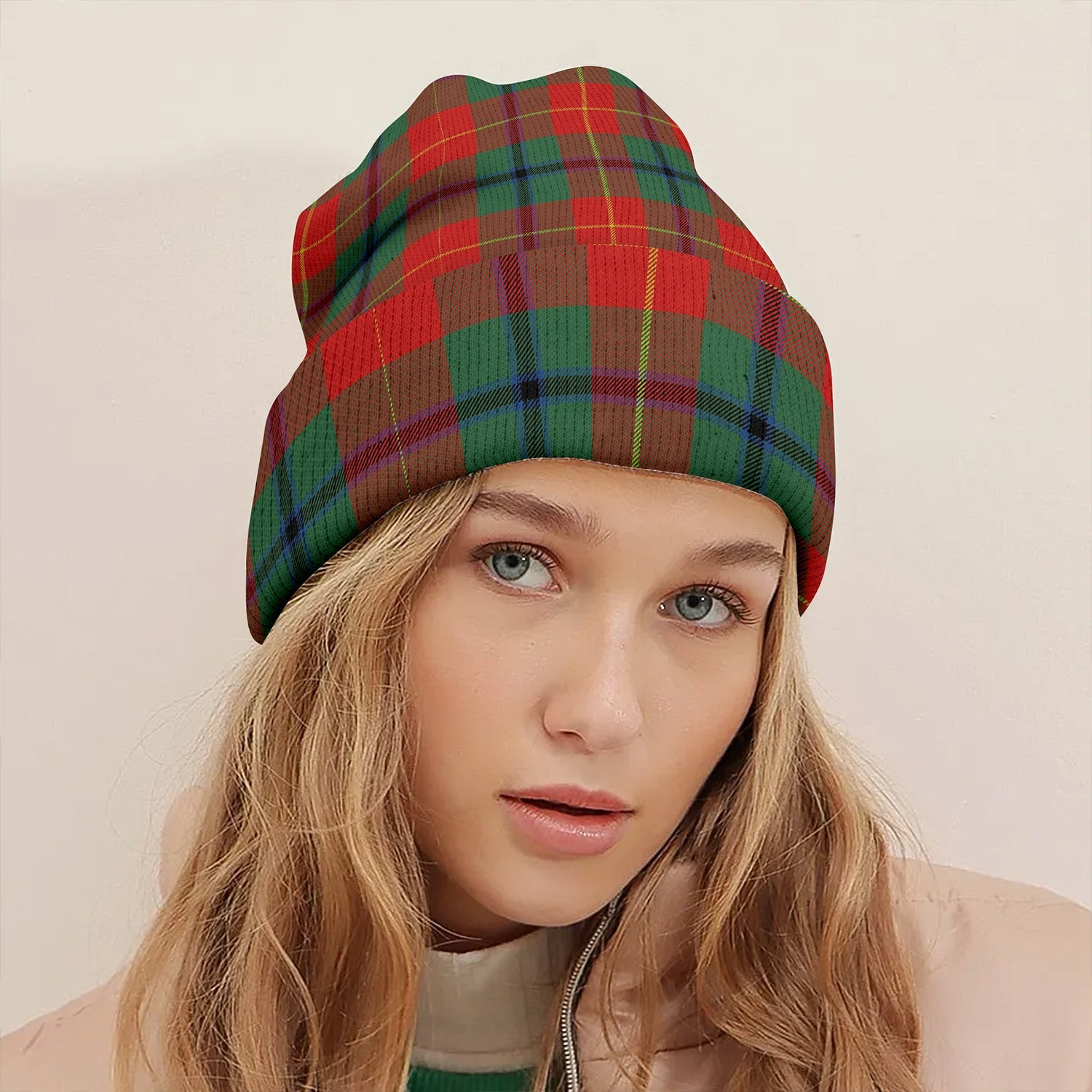ScotsTee Shop Scottish Douglas of Roxburgh Modern Clan Crest Tartan Plaid Knit Beanie