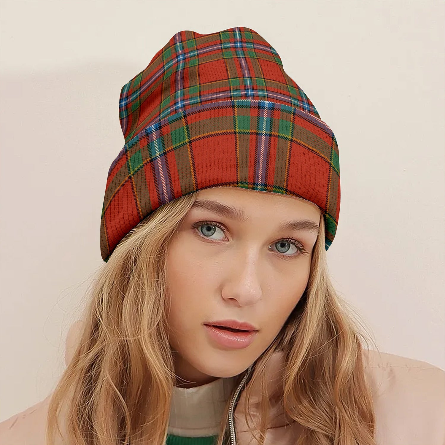 ScotsTee Shop Scottish Drummond of Fingask Ancient Clan Crest Tartan Plaid Knit Beanie