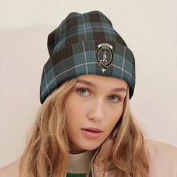 ScotsTee Shop Scottish Dunlop Weathered Clan Crest Tartan Plaid Knit Beanie