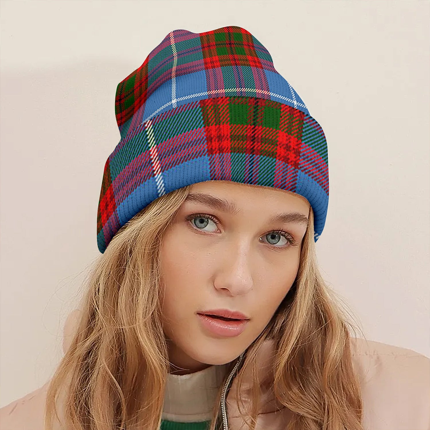 ScotsTee Shop Scottish Dalmahoy Clan Crest Tartan Plaid Knit Beanie