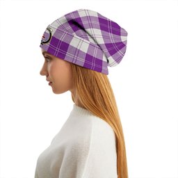 ScotsTee Shop Scottish Erskine Purple Clan Crest Tartan Plaid Knit Beanie