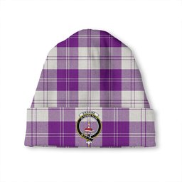 ScotsTee Shop Scottish Erskine Purple Clan Crest Tartan Plaid Knit Beanie