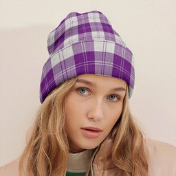ScotsTee Shop Scottish Erskine Purple Clan Crest Tartan Plaid Knit Beanie