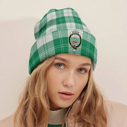 ScotsTee Shop Scottish Erskine Green Clan Crest Tartan Plaid Knit Beanie