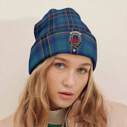 ScotsTee Shop Scottish Dempster Modern Clan Crest Tartan Plaid Knit Beanie