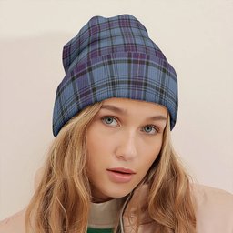 ScotsTee Shop Scottish Haney Blue Weathered Clan Crest Tartan Plaid Knit Beanie