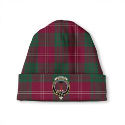ScotsTee Shop Scottish Crawford Red Modern Clan Crest Tartan Plaid Knit Beanie