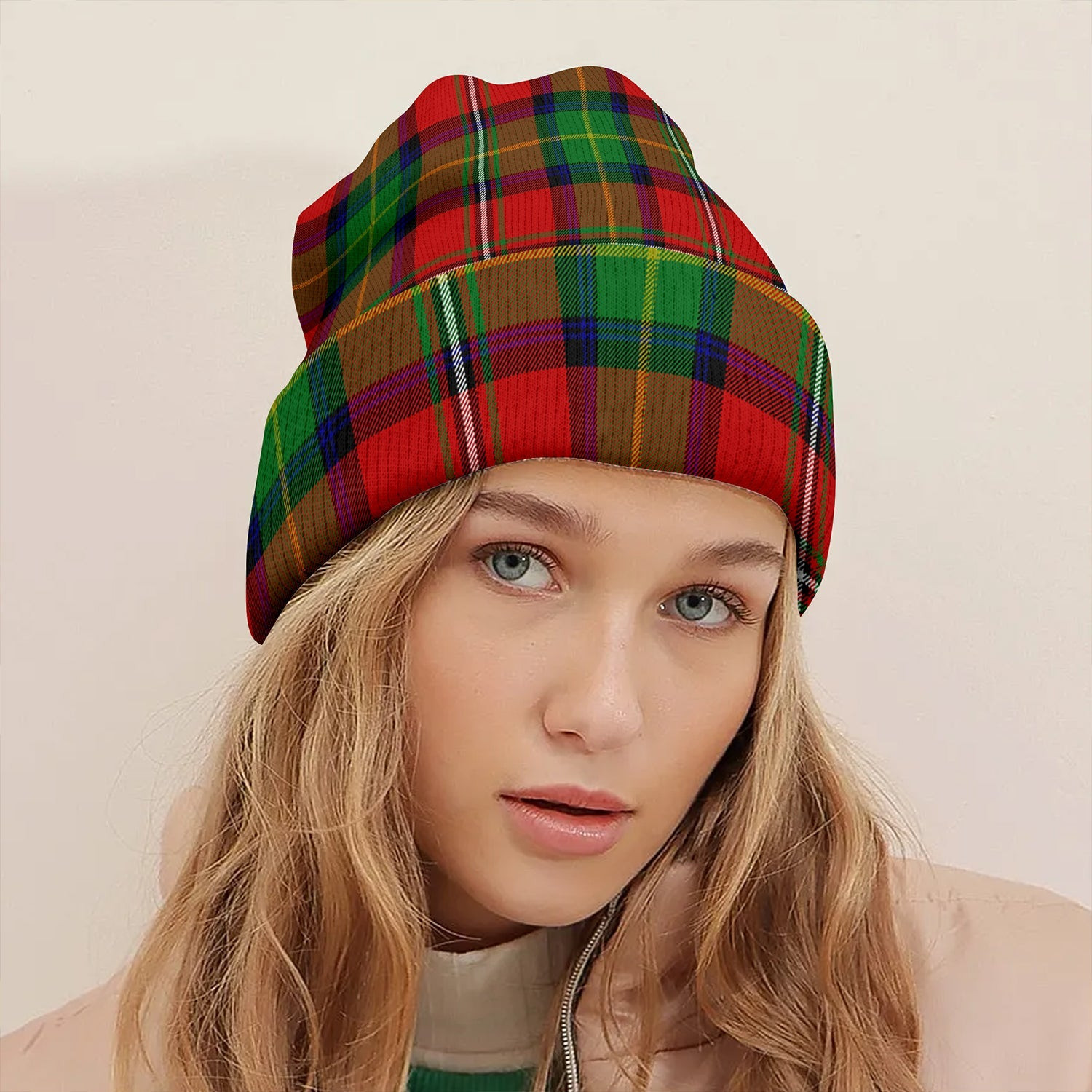 ScotsTee Shop Scottish Fairlie Modern Clan Crest Tartan Plaid Knit Beanie