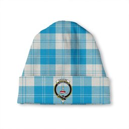 ScotsTee Shop Scottish Erskine Blue Clan Crest Tartan Plaid Knit Beanie