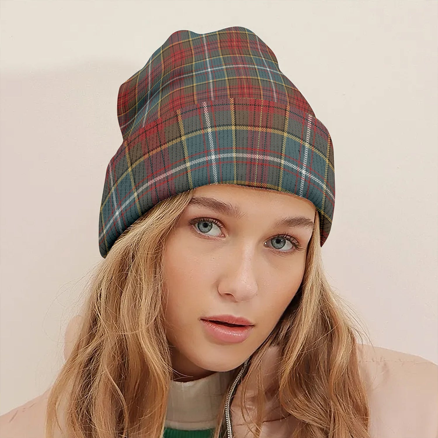 ScotsTee Shop Scottish Crozier Weathered Clan Crest Tartan Plaid Knit Beanie
