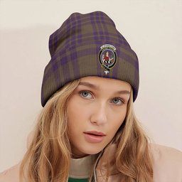 ScotsTee Shop Scottish Elphinstone Weathered Clan Crest Tartan Plaid Knit Beanie