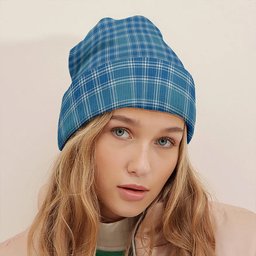ScotsTee Shop Scottish MacDonald Lord of the Isles Hunting Blue (Donald Lord of the Isles Hunting Blue) Ancient Clan Crest Tartan Plaid Knit Beanie