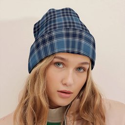 ScotsTee Shop Scottish MacDonald Lord of the Isles Hunting Blue (Donald Lord of the Isles Hunting Blue) Modern Clan Crest Tartan Plaid Knit Beanie