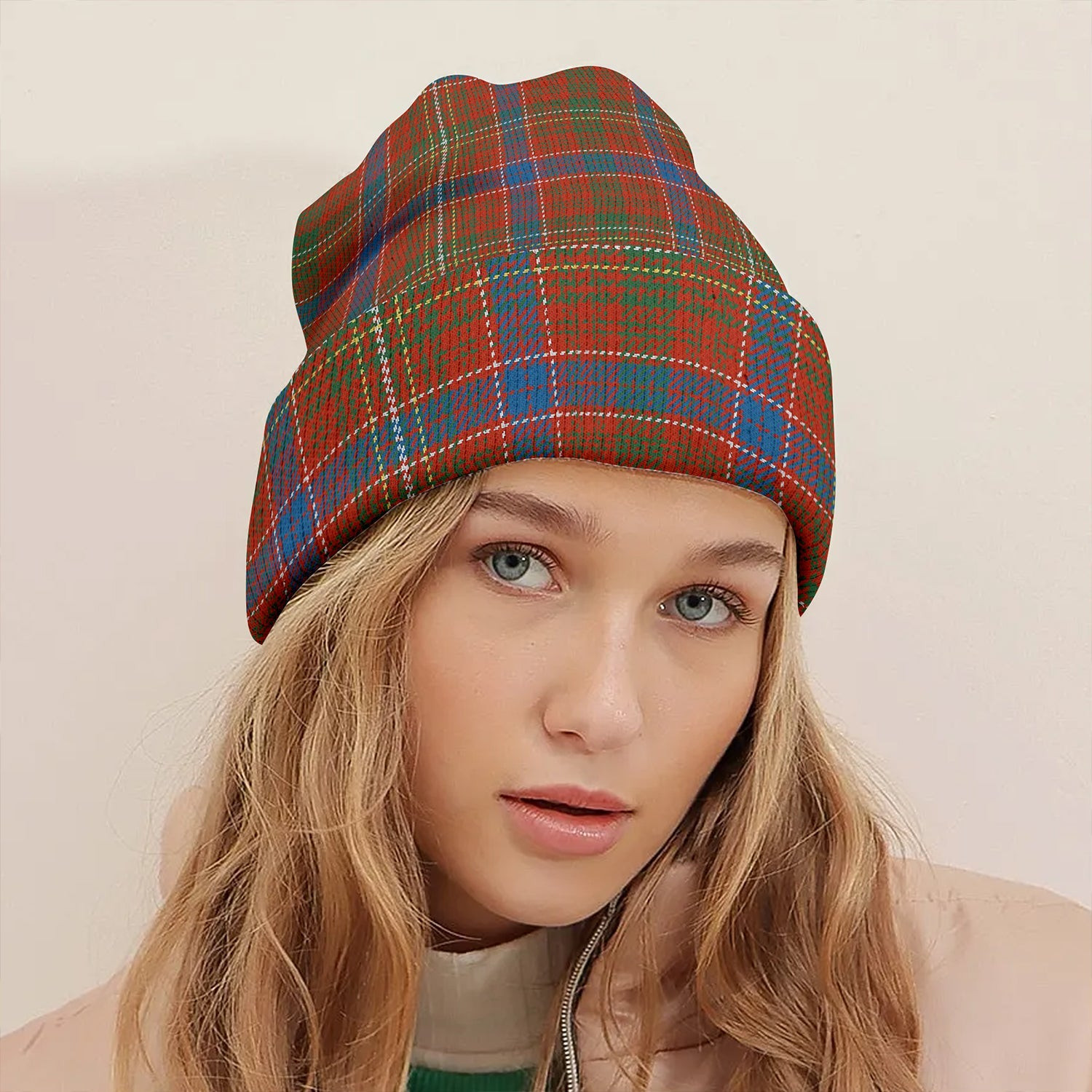 ScotsTee Shop Scottish Lumsden Waistcoat Ancient Clan Crest Tartan Plaid Knit Beanie