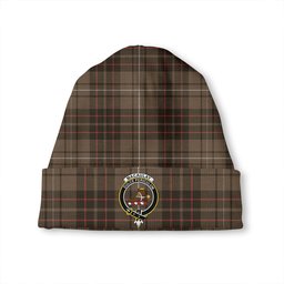 ScotsTee Shop Scottish MacAulay of Lewis Weathered Clan Crest Tartan Plaid Knit Beanie
