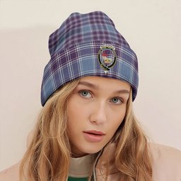 ScotsTee Shop Scottish MacDonald Lord of the Isles Hunting Blue (Donald Lord of the Isles Hunting Blue) Weathered Clan Crest Tartan Plaid Knit Beanie