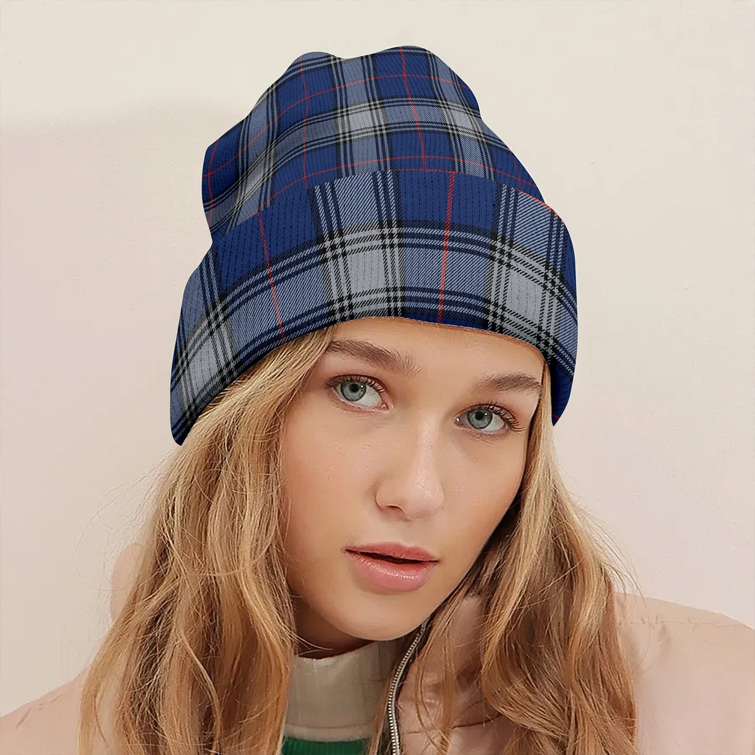 ScotsTee Shop Scottish Kinnaird Modern Clan Crest Tartan Plaid Knit Beanie