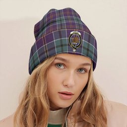 ScotsTee Shop Scottish Leslie of the Hebrides Weathered Clan Crest Tartan Plaid Knit Beanie