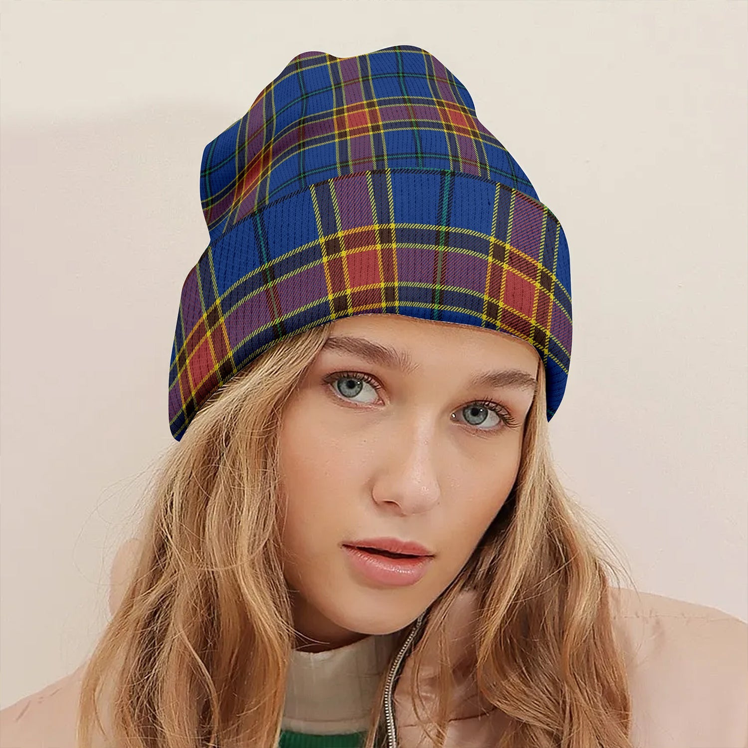 ScotsTee Shop Scottish Traill (Trayle) Modern Clan Crest Tartan Plaid Knit Beanie