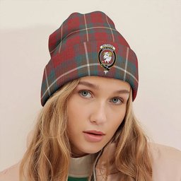 ScotsTee Shop Scottish Ruthven Weathered Clan Crest Tartan Plaid Knit Beanie