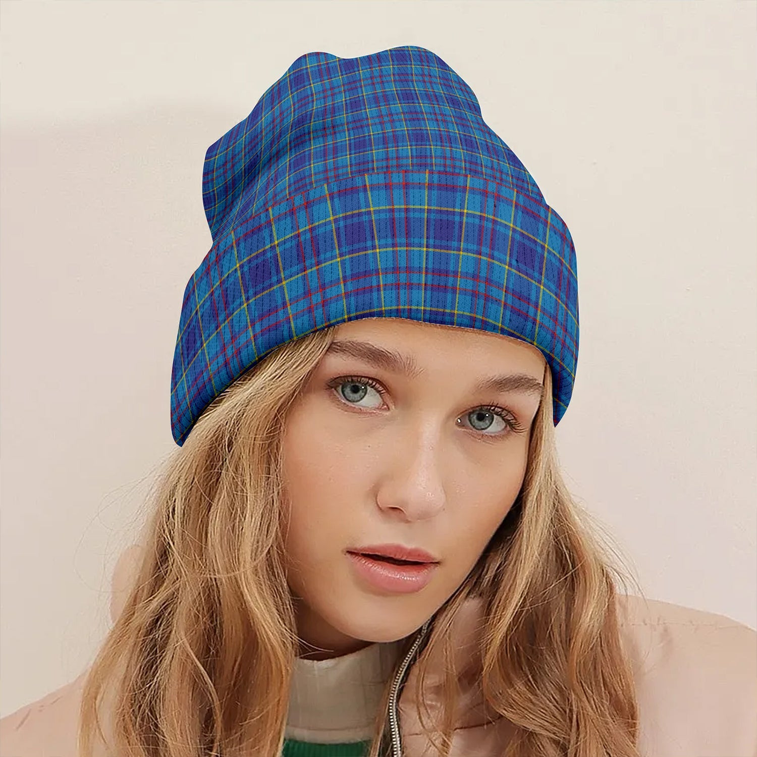 ScotsTee Shop Scottish Mercer Modern Clan Crest Tartan Plaid Knit Beanie