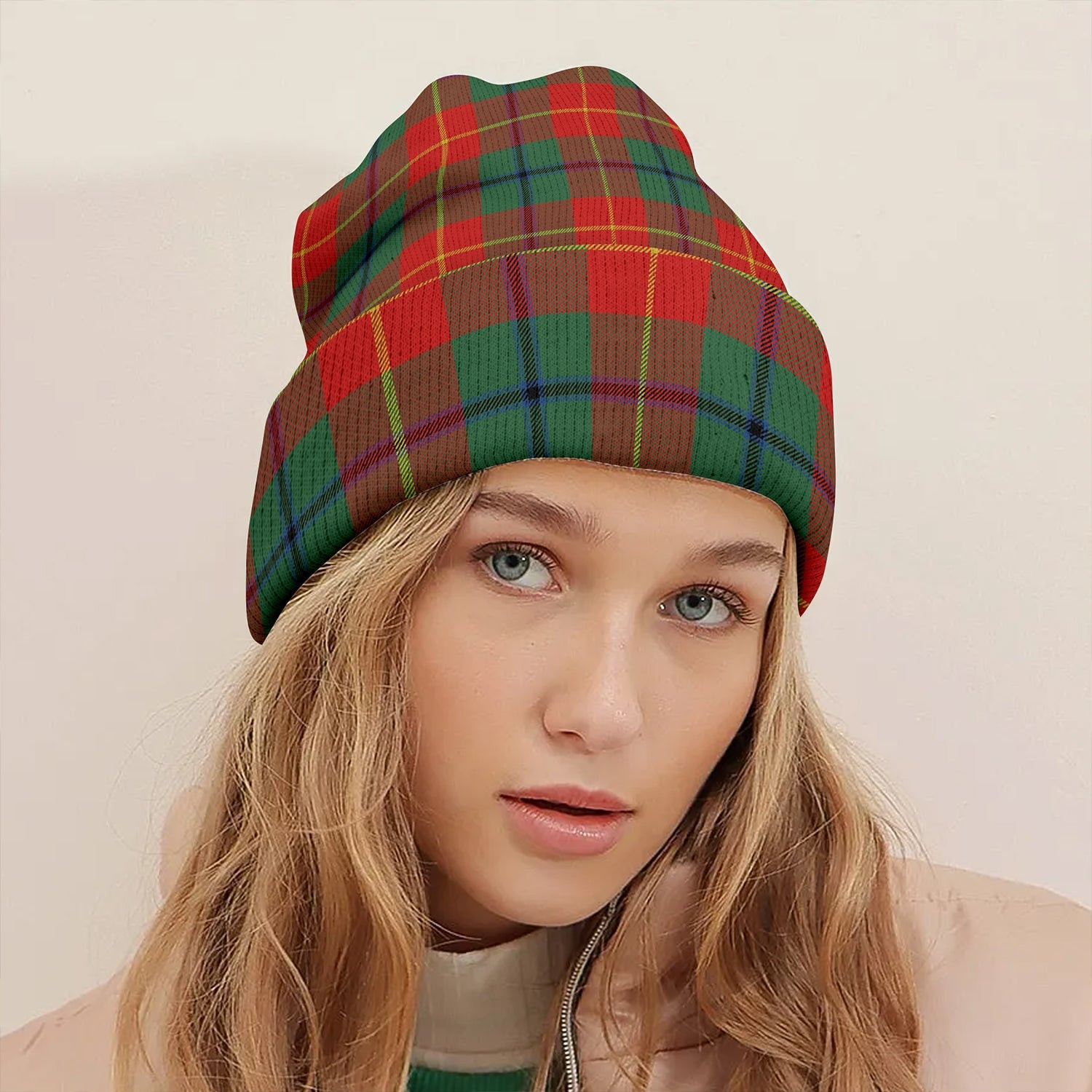 ScotsTee Shop Scottish Turnbull Dress Modern Clan Crest Tartan Plaid Knit Beanie