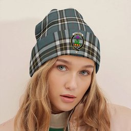 ScotsTee Shop Scottish Thomson Blue (MacThomas Blue Thompson Dress) Weathered Clan Crest Tartan Plaid Knit Beanie