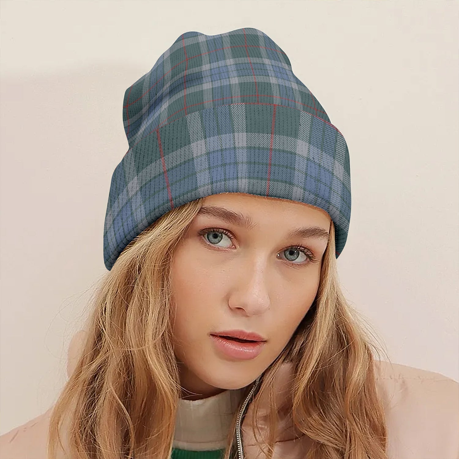 ScotsTee Shop Scottish Thorburn (Thurburn) Weathered Clan Crest Tartan Plaid Knit Beanie