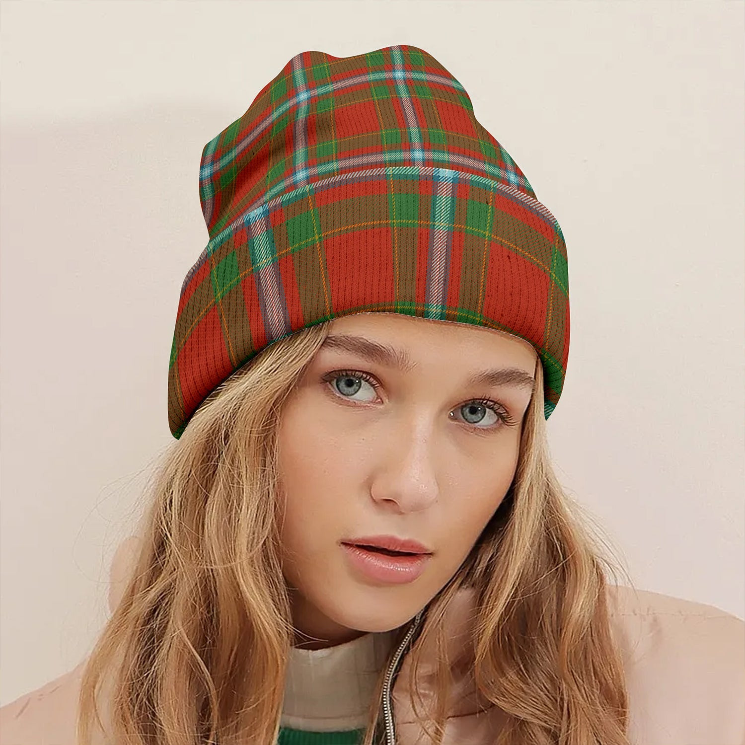ScotsTee Shop Scottish Stewart of Fingask Ancient Clan Crest Tartan Plaid Knit Beanie