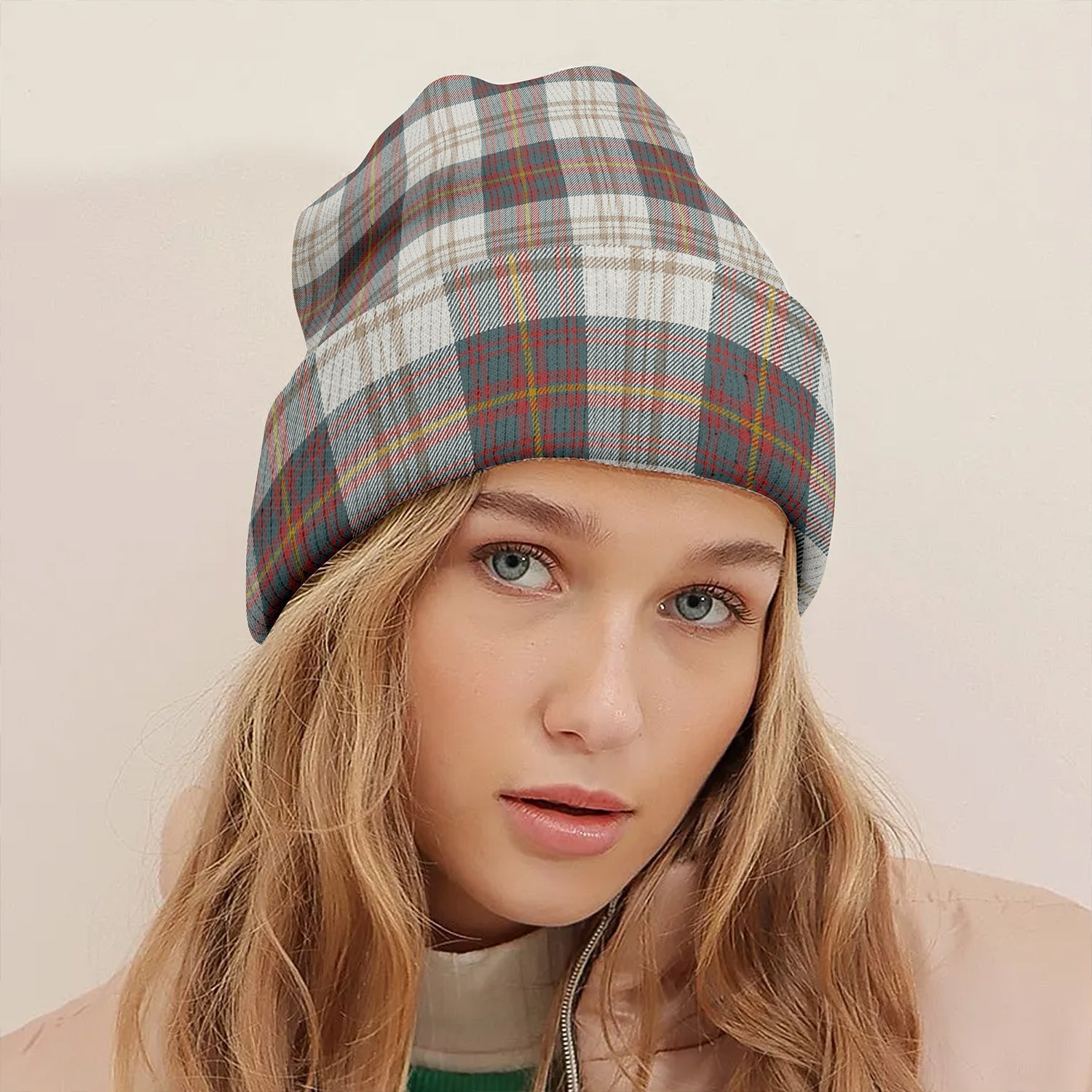 ScotsTee Shop Scottish Walker Dress Weathered Clan Crest Tartan Plaid Knit Beanie