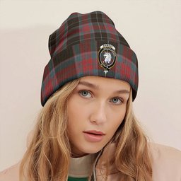 ScotsTee Shop Scottish Ramsay Green Weathered Clan Crest Tartan Plaid Knit Beanie