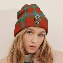 ScotsTee Shop Scottish MacLaine of LochBuie (Cockburn) (MacLaine) Ancient Clan Crest Tartan Plaid Knit Beanie
