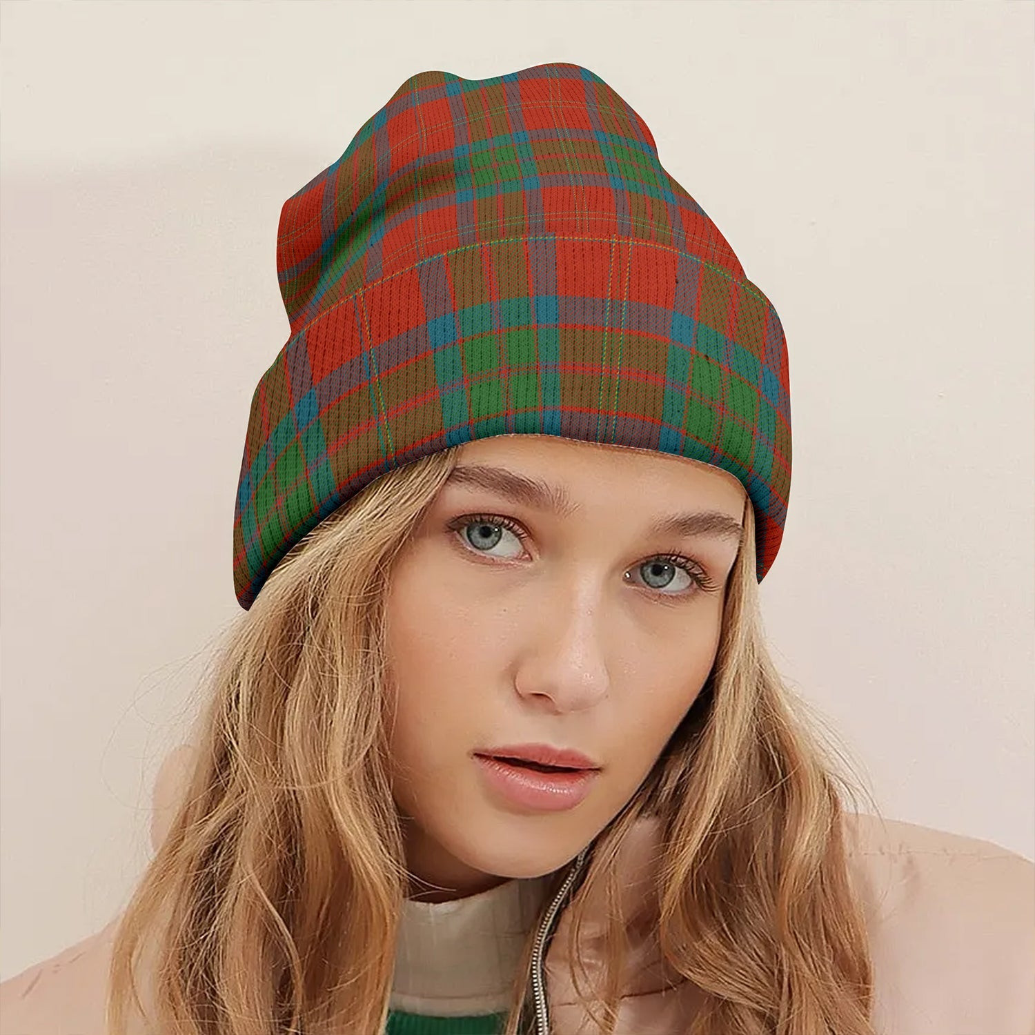 ScotsTee Shop Scottish MacPherson of Cluny Ancient Clan Crest Tartan Plaid Knit Beanie