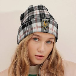 ScotsTee Shop Scottish MacPherson of Cluny Black & White Clan Crest Tartan Plaid Knit Beanie