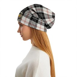 ScotsTee Shop Scottish MacPherson of Cluny Black & White Clan Crest Tartan Plaid Knit Beanie