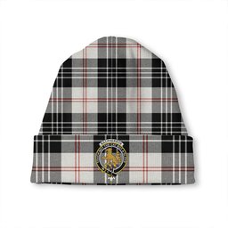 ScotsTee Shop Scottish MacPherson of Cluny Black & White Clan Crest Tartan Plaid Knit Beanie
