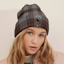 ScotsTee Shop Scottish Rutherford Weathered Clan Crest Tartan Plaid Knit Beanie