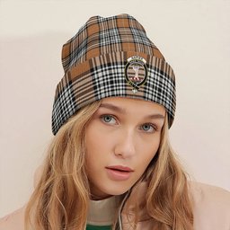 ScotsTee Shop Scottish Napier Rose Modern Clan Crest Tartan Plaid Knit Beanie