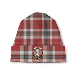 ScotsTee Shop Scottish MacLean of Duart Dress Red Weathered Clan Crest Tartan Plaid Knit Beanie