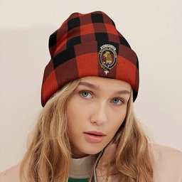 ScotsTee Shop Scottish MacGregor Rob Roy (Gregor Red & Black) Ancient Clan Crest Tartan Plaid Knit Beanie