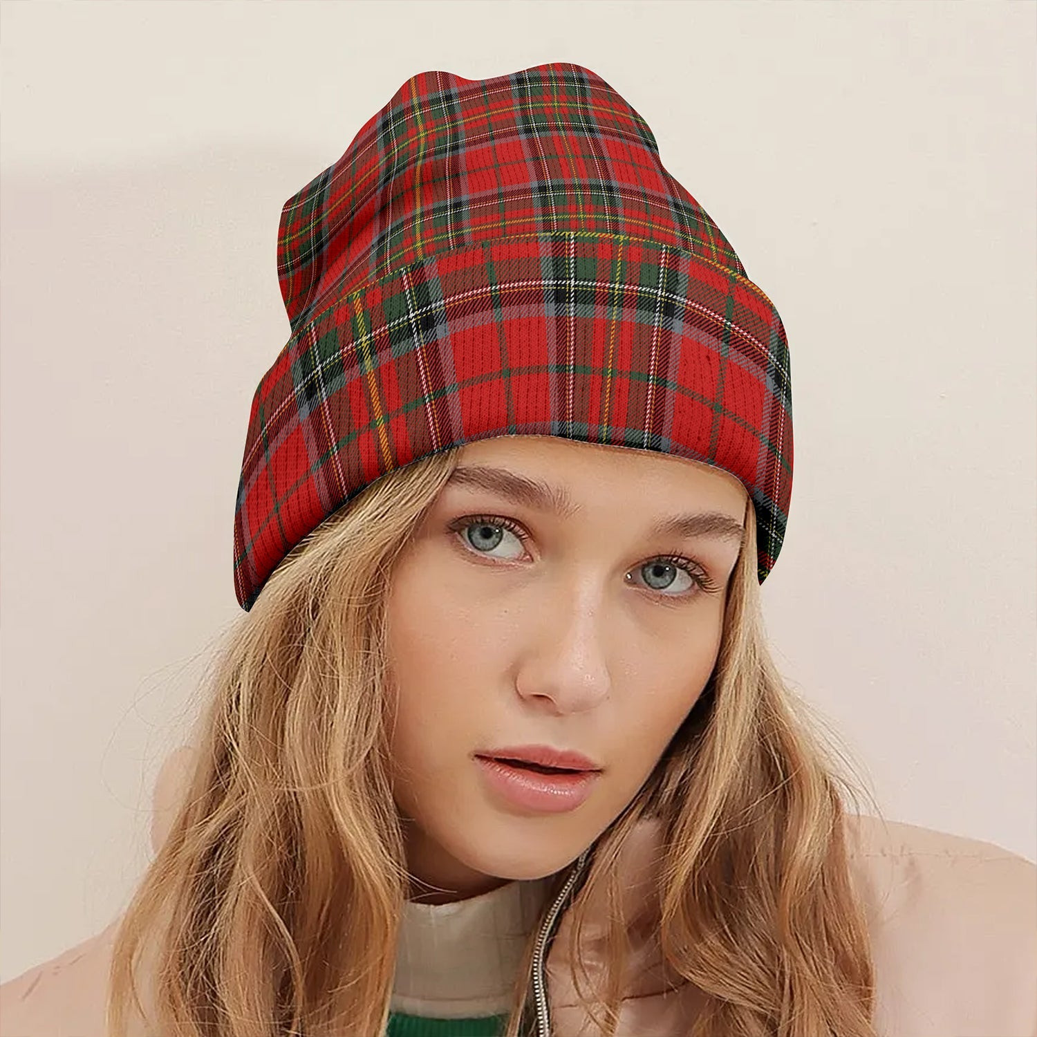 ScotsTee Shop Scottish Stewart of Galloway Modern Clan Crest Tartan Plaid Knit Beanie