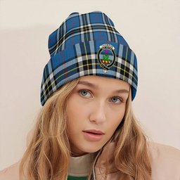 ScotsTee Shop Scottish Thomson Blue (MacThomas Blue Thompson Dress) Modern Clan Crest Tartan Plaid Knit Beanie